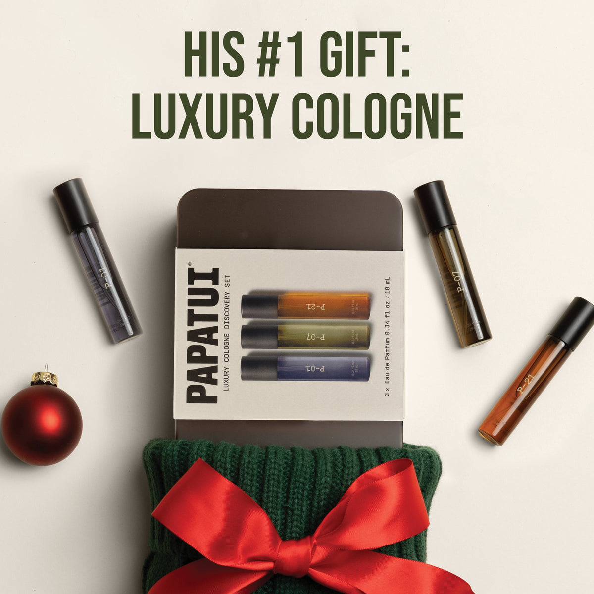 PAPATUI Holiday Gift Set – Luxury Cologne Discovery Set Tin – P-01, P-07 & P-21 – 3ct 10 mL Eau de Parfum
