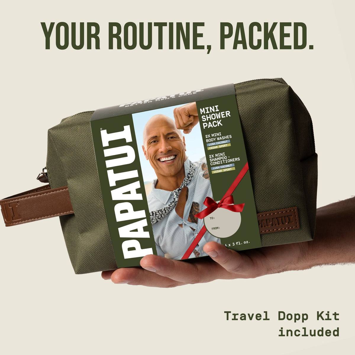 PAPATUI Men’s Gift Set, Shower Travel Pack Dopp Kit, 5 Piece Set, 2 Signature Scents