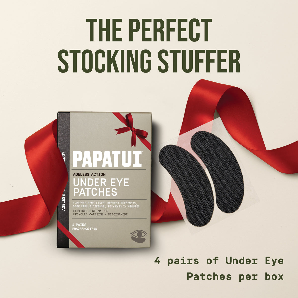 PAPATUI Holiday Under Eye Patches for Men - Made with Niacinamide, Hyaluronic Acid, Caffeine - For Puffy Eyes and Dark Circles - Limited Edition 4ct