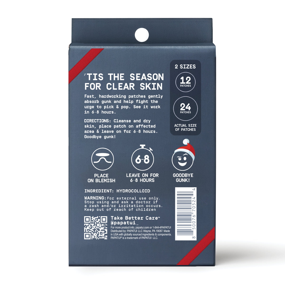 PAPATUI Holiday Pimple Patches for Men - Hydrocolloid Technology Helps Fight Blemishes - Dermatologist Tested - Limited Edition 36ct