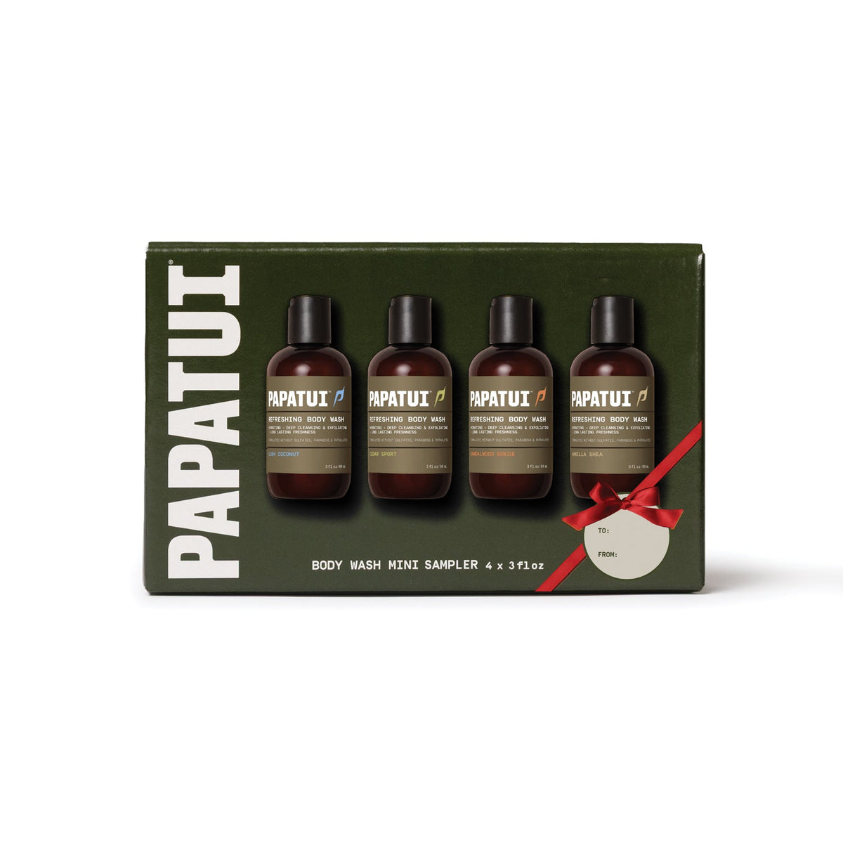 PAPATUI Men’s Gift Set, Body Wash Sampler Pack, 4 x 3 oz Trial Size, 4 Signature Scents