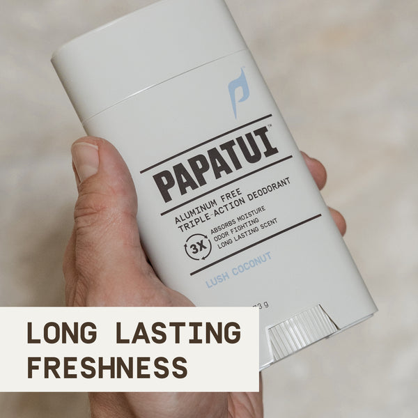 PAPATUI™ 2.6oz Triple Action Complex Mens Deodorant Lush Coconut Scent Long Lasting Protection Sport