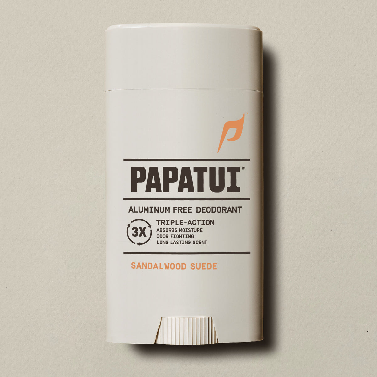 Papatui Sandalwood Suede Aluminum-Free Deodorant on a neutral background