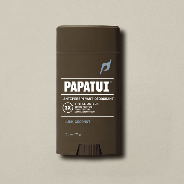 PAPATUI™ 2.6oz Triple Action Complex Mens Antiperspirant Lush Coconut Scent 48-Hour Sweat and Odor Protection Front of Pack