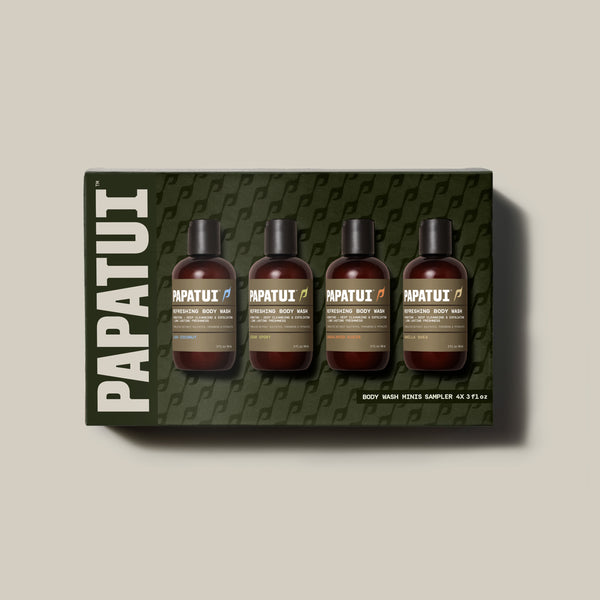 Papatui Holiday gift sets include the body wash mini sampler pack with all four luxury scents in our travel size mini body washes.