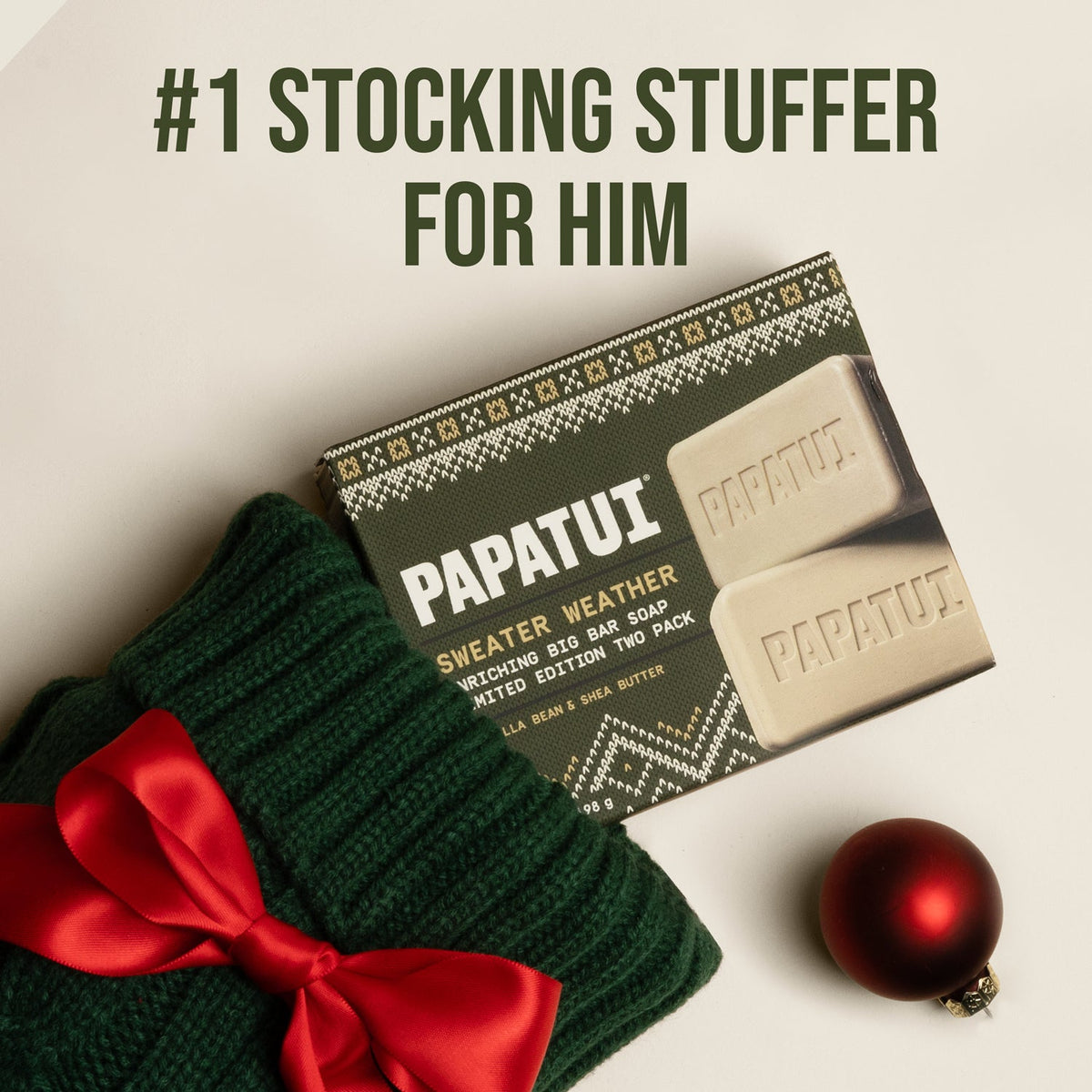 PAPATUI Holiday Sweater Weather Big Bar Soap - Men's Gift Set 2ct