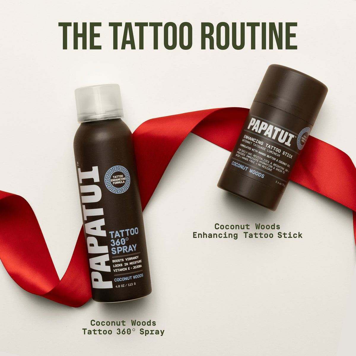 PAPATUI Men’s Gift Set, Enhancing Tattoo Pack, Coconut Woods Tattoo Spray + Tattoo Stick, 2 Piece Set