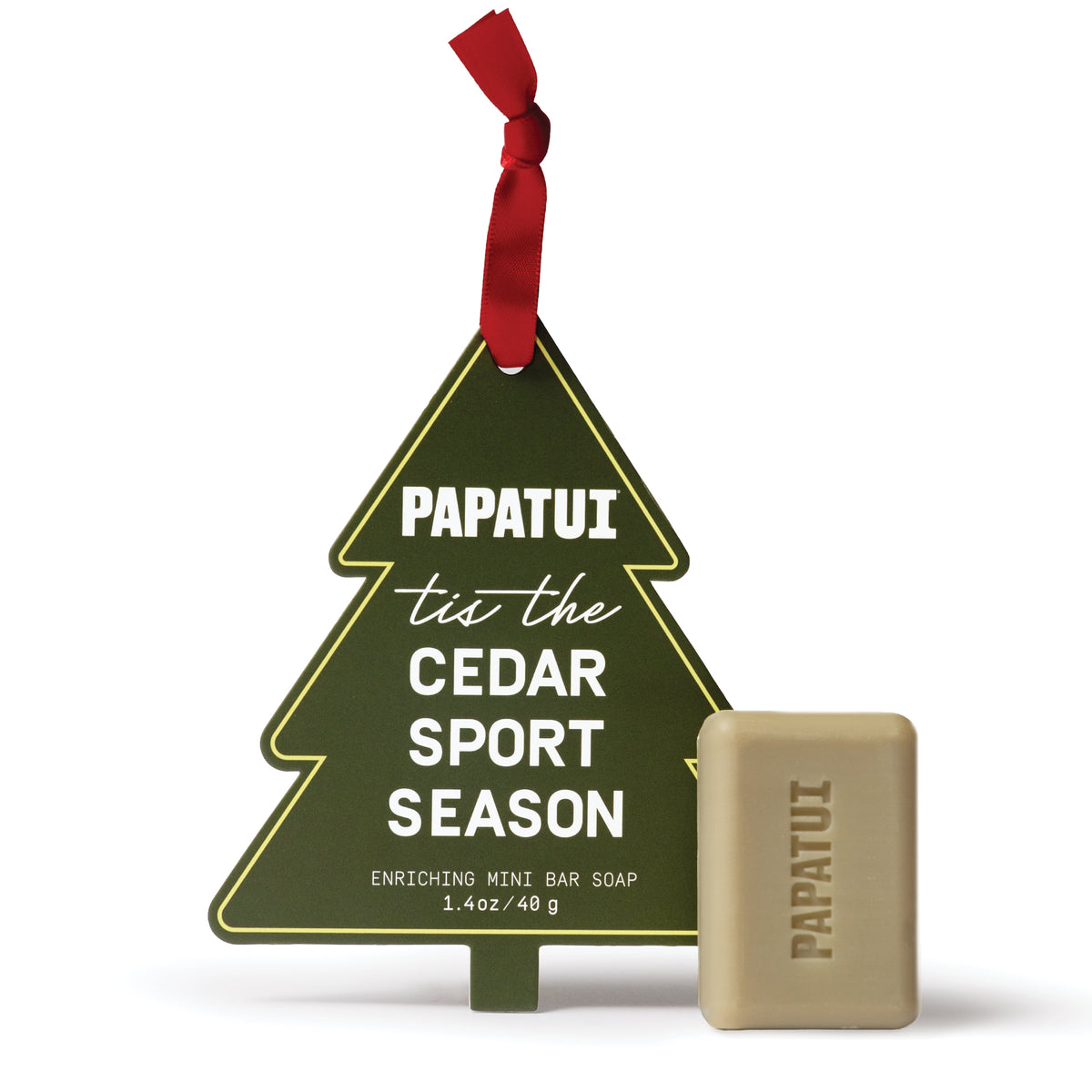 PAPATUI Holiday Stocking Stuffer Mini Bar Soap Ornament - Cedar Sport - Men’s Gift Set - 1.4 oz