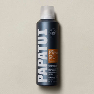 This image shows Papatui acne fighting body spray front of pack.