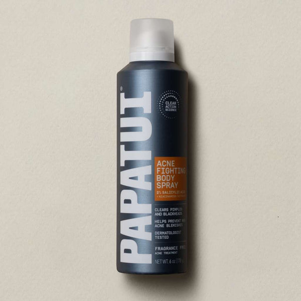 This image shows Papatui acne fighting body spray front of pack.