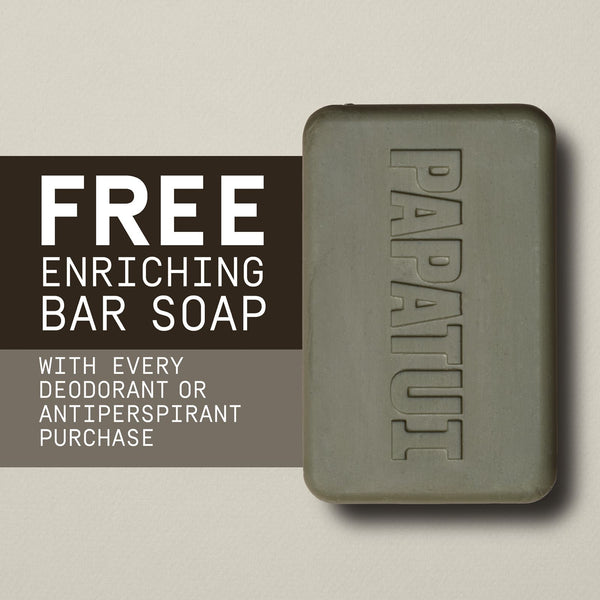 Free Papatui Enriching Bar Soap with every deodorant or antiperspirant purchase