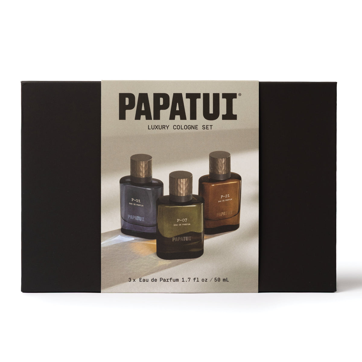 PAPATUI Holiday Luxury Cologne Gift Set – P-01, P-07 & P-21 Eau de Parfum – 3 Full-Size 1.7 oz Bottles – Limited Edition