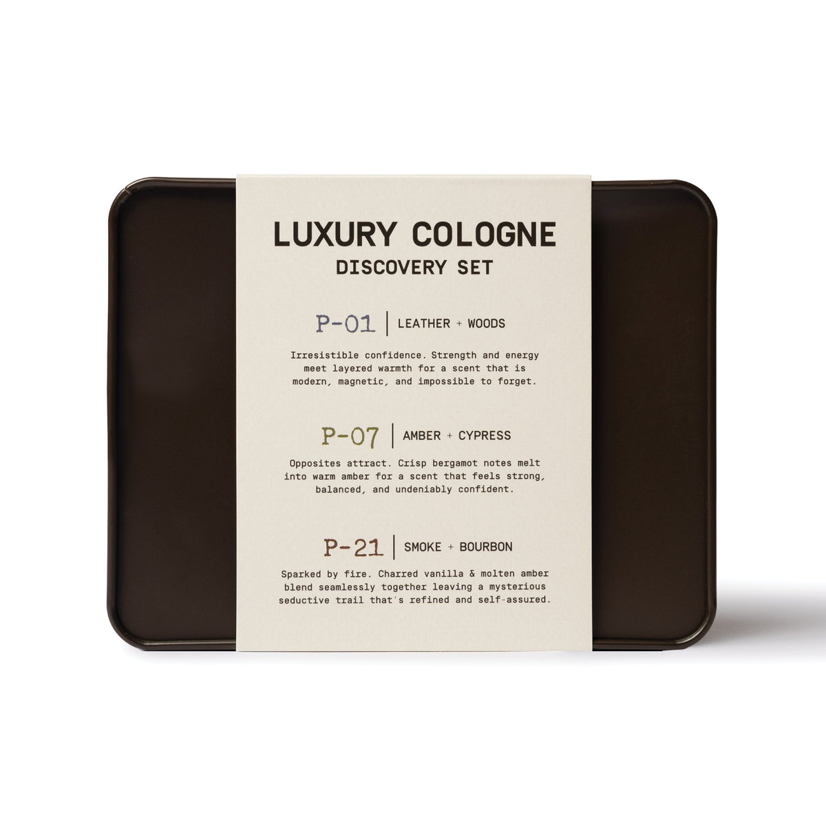 PAPATUI Holiday Gift Set – Luxury Cologne Discovery Set Tin – P-01, P-07 & P-21 – 3ct 10 mL Eau de Parfum
