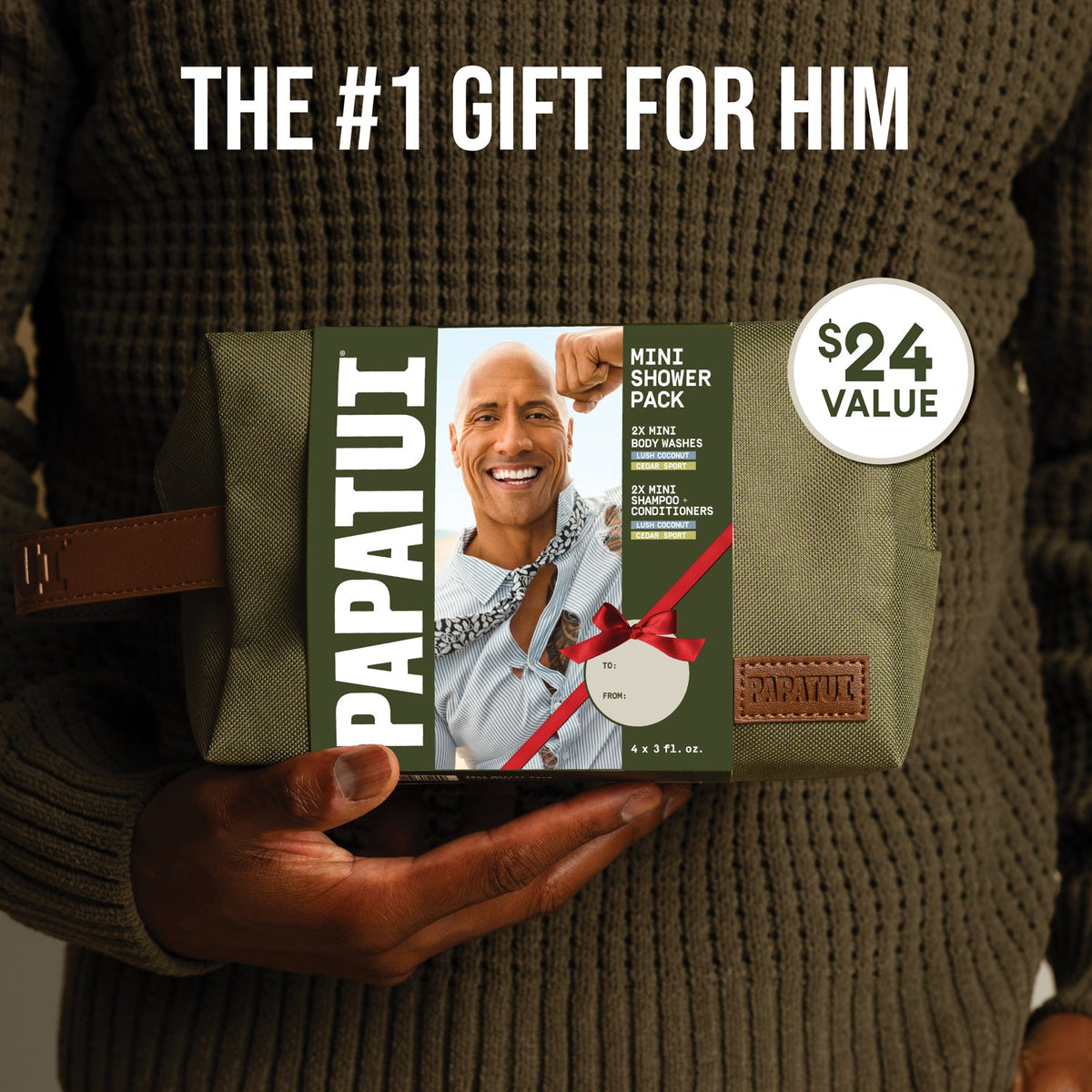 PAPATUI Men’s Gift Set, Shower Travel Pack Dopp Kit, 5 Piece Set, 2 Signature Scents