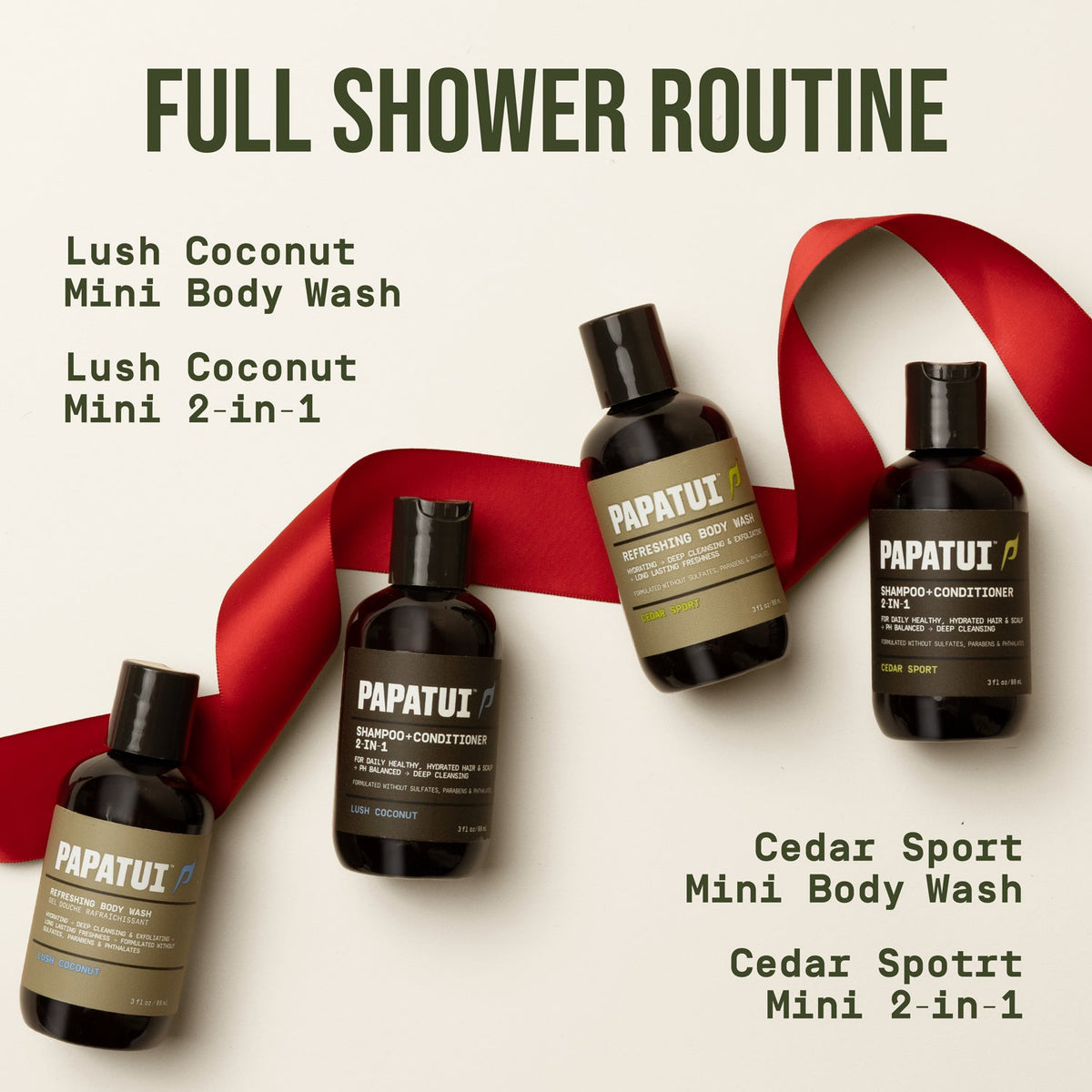 PAPATUI Men’s Gift Set, Shower Travel Pack Dopp Kit, 5 Piece Set, 2 Signature Scents