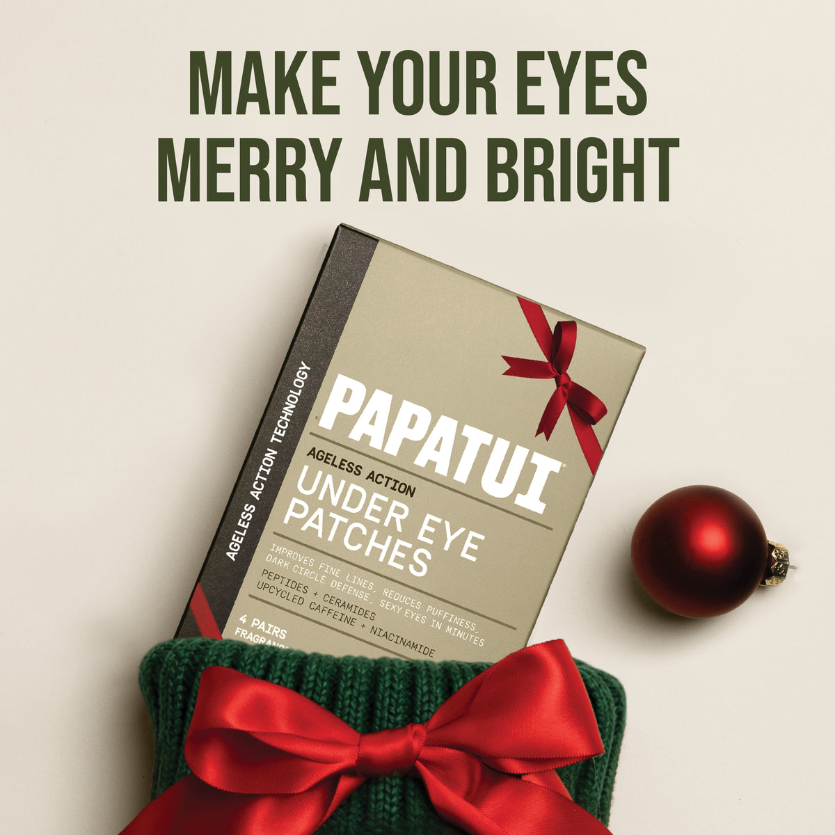 PAPATUI Holiday Under Eye Patches for Men - Made with Niacinamide, Hyaluronic Acid, Caffeine - For Puffy Eyes and Dark Circles - Limited Edition 4ct
