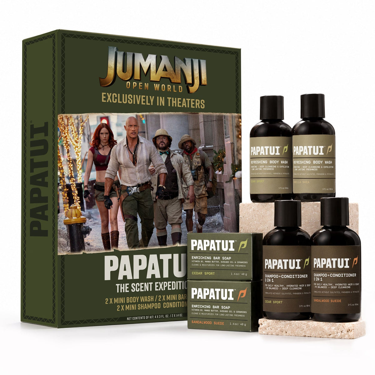 PAPATUI Men’s Gift Set, Jumanji Scent Expedition, 6 Piece Body Care Collection, Limited Edition