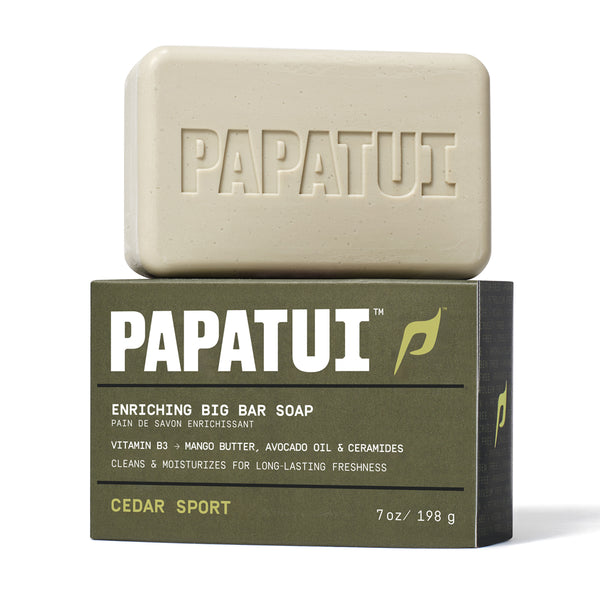 Papatui soap bar and front of packaging on a white background