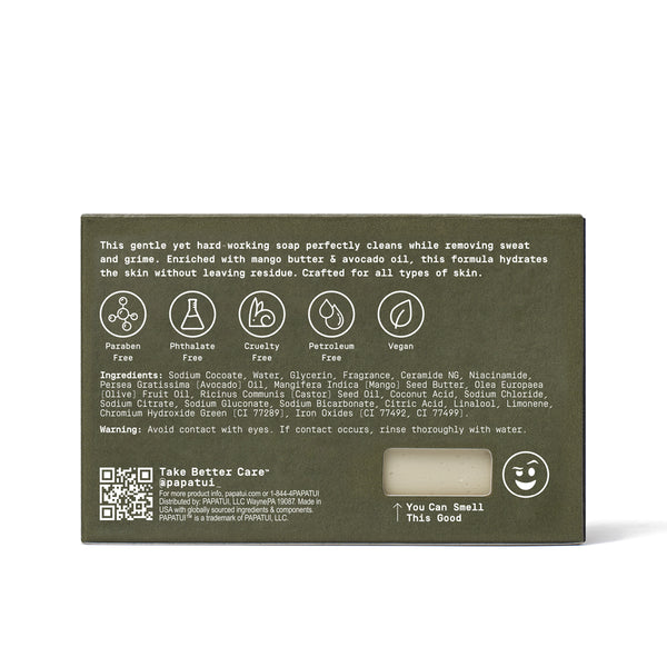 Papatui soap bar and pack of packaging on a white background