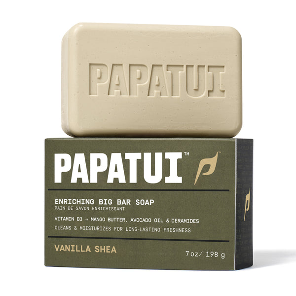 Papatui soap bar and front of packaging on a white background