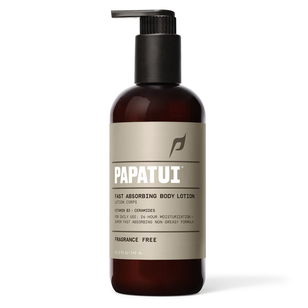 Papatui fast-absorbing body lotion bottle on a white background