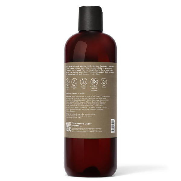 Papatui Lush Coconut body wash bottle on a white background - back of pack