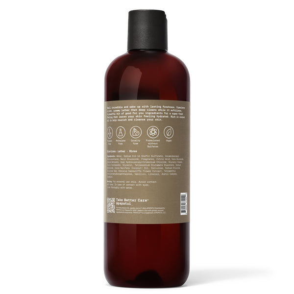 Papatui Vanilla Shea body wash bottle on a white background - back of pack