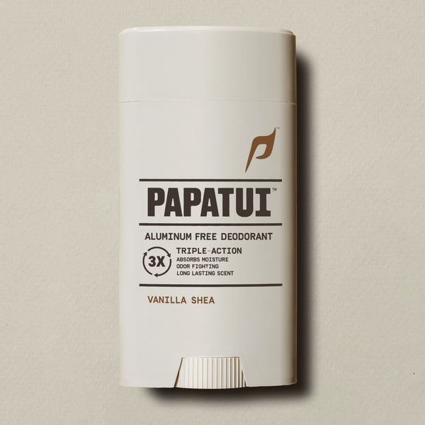Papatui Vanilla Shea Aluminum Free Deodorant on a beige background - front of pack