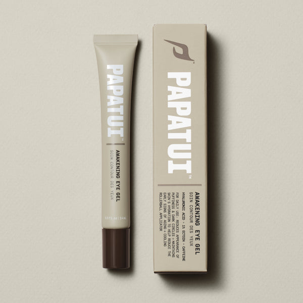 PAPATUI Awakening Eye Gel tube and packaging against a neutral background