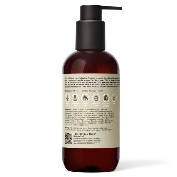 Papatui Hydrating Facial Cleanser on a white background - back of pack