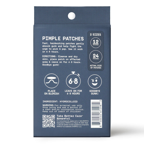 Papatui pimple patch back of packaging white background