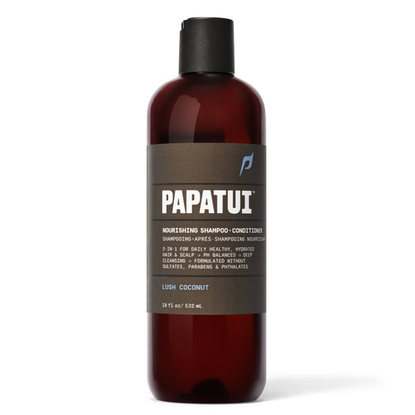 Papatui Lush Coconut shampoo bottle on a  white background - front of pack