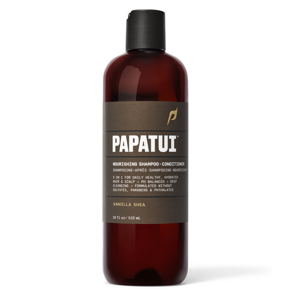 Papatui Vanilla Shea shampoo bottle on a white background - front of pack