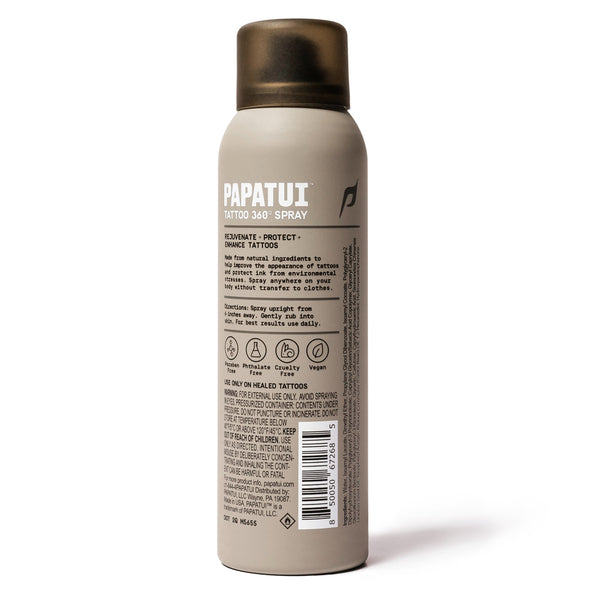Papatut Tattoo 360 Spray - back of pack - can on a white background