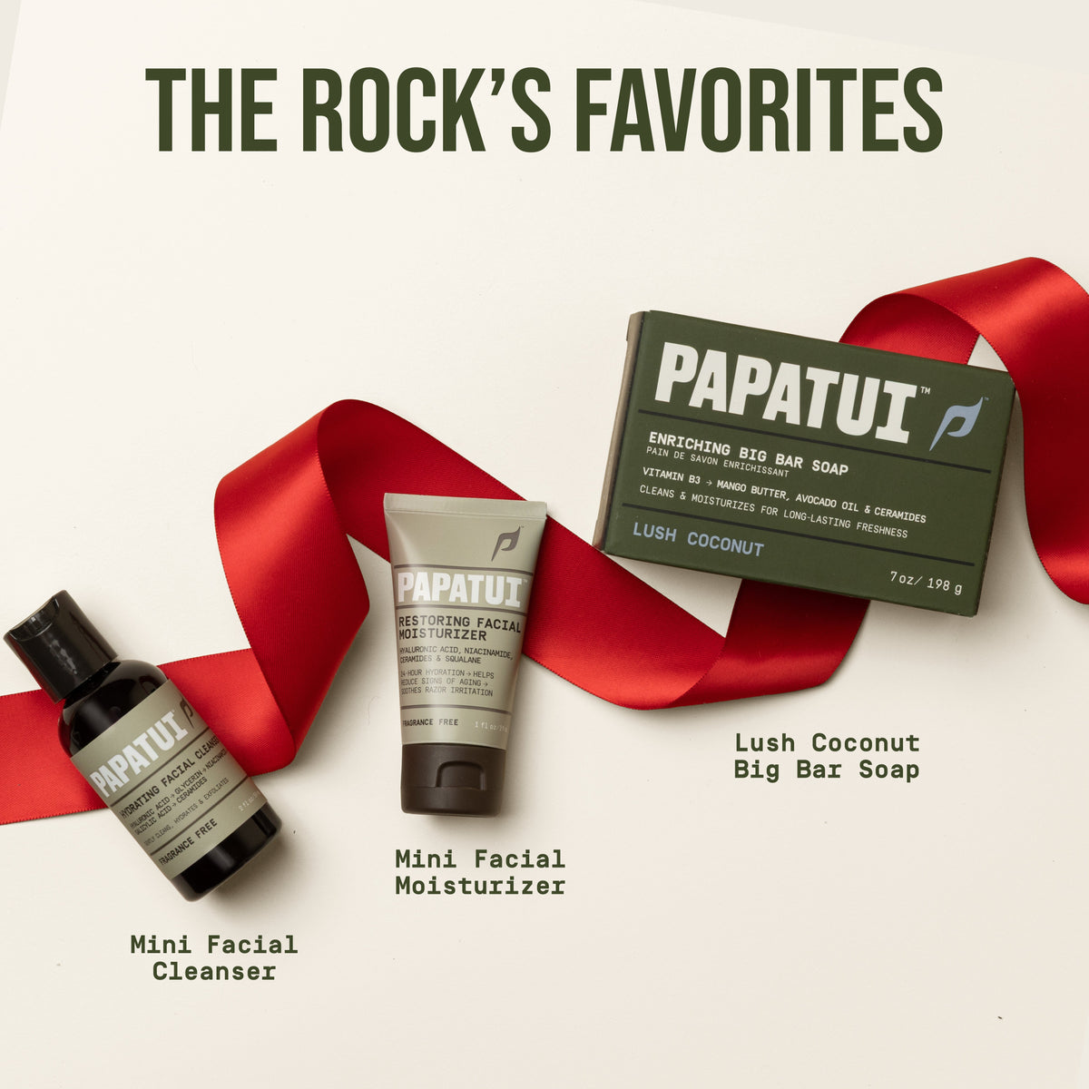 PAPATUI Holiday Favorites Tin from "The Rock" - Facial Cleanser - Moisturizer - Big Bar Soap - Men's Gift Set 3ct